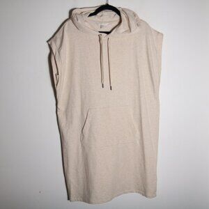 Garnet Hill Hooded Sleeveless Sweatshirt Dress Medium Beige Cotton Tencel Casual